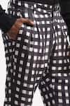 ABRAHAM AND THAKORE_Black Cotton Watercolour Checks Trouser _at_Aza_Fashions