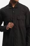 Buy_Abraham And Thakore_Black Cotton Engineered Trapunto Shirt _Online_at_Aza_Fashions