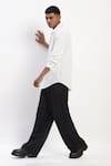 ABRAHAM AND THAKORE_White Cotton Embroidery Engineered Kantha Shirt _Online_at_Aza_Fashions