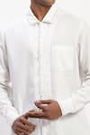 Buy_ABRAHAM AND THAKORE_White Cotton Embroidery Engineered Kantha Shirt _Online_at_Aza_Fashions