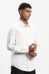 Abraham And Thakore White Cotton Tonal Patchwork Shirt Online at Aza Fashions Abraham And Thakore_White Cotton Tonal Patchwork Shirt _Online_at_Aza_Fashions