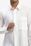 Shop Abraham And Thakore White Cotton Tonal Patchwork Shirt Online at Aza Fashions Shop_Abraham And Thakore_White Cotton Tonal Patchwork Shirt _Online_at_Aza_Fashions