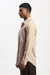 ABRAHAM AND THAKORE_Beige Cotton Tonal Patchwork Shirt _Online_at_Aza_Fashions