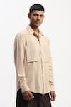 Buy_ABRAHAM AND THAKORE_Beige Cotton Tonal Patchwork Shirt _Online_at_Aza_Fashions