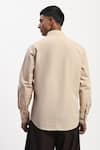 Shop_ABRAHAM AND THAKORE_Beige Cotton Tonal Patchwork Shirt _at_Aza_Fashions