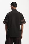 Shop_ABRAHAM AND THAKORE_Black Cotton Patchwork, Applique Casual Shirt _at_Aza_Fashions