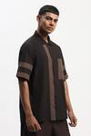 Buy_ABRAHAM AND THAKORE_Black Cotton Patchwork, Applique Casual Shirt _Online_at_Aza_Fashions