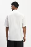 Shop_Abraham And Thakore_White Cotton Engineered Blockprint Casual Shirt _at_Aza_Fashions