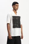 Buy_Abraham And Thakore_White Cotton Engineered Blockprint Casual Shirt _Online_at_Aza_Fashions