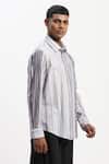 Buy_Abraham And Thakore_Gray Cotton Watercolour Stripes Casual Shirt _Online_at_Aza_Fashions