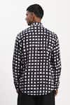Shop_Abraham And Thakore_Black Lycra Watercolour Checks Casual Shirt _at_Aza_Fashions