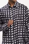 Shop_Abraham And Thakore_Black Lycra Watercolour Checks Casual Shirt _Online_at_Aza_Fashions