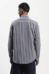 Shop_Abraham And Thakore_Navy Cotton Engineered Dual Woven Shirt _at_Aza_Fashions