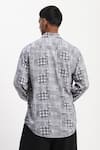 Shop_Abraham And Thakore_Gray Handpainted Checks Casual Shirt _at_Aza_Fashions