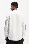 Shop_Abraham And Thakore_White Linen Embroidery Scribble Blocks Shirt_at_Aza_Fashions