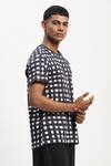 Buy_Abraham And Thakore_Black Cotton Watercolour Checks T-shirt _Online_at_Aza_Fashions