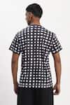 Shop_Abraham And Thakore_Black Cotton Watercolour Checks T-shirt _at_Aza_Fashions