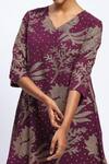 Abraham And Thakore Purple Georgette Embroidery V-neck Aari Florals Dress at Aza Fashions Abraham And Thakore_Purple Georgette Embroidery V-neck Aari Florals Dress _at_Aza_Fashions