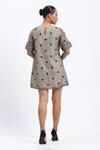 Shop_Abraham And Thakore_Multi Color Chanderi Embroidery Round Neck Neutral Maheshwar Dress _at_Aza_Fashions
