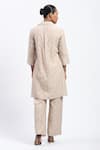 Shop_ABRAHAM AND THAKORE_Beige Chanderi Cut Work Button-down Neck Bird Tunic _at_Aza_Fashions