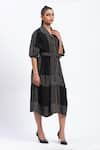 Buy_Abraham And Thakore_Black Crepe Collared Trapunto Midi Dress _Online_at_Aza_Fashions