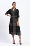 Buy_Abraham And Thakore_Black Crepe Collared Trapunto Midi Dress _at_Aza_Fashions