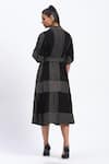 Shop_Abraham And Thakore_Black Crepe Collared Trapunto Midi Dress _at_Aza_Fashions