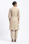 Shop_ABRAHAM AND THAKORE_Gold Chanderi Embroidery V-neck Maheshwar Kurta _at_Aza_Fashions