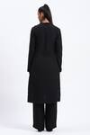 Shop_ABRAHAM AND THAKORE_Black Chanderi Cut Work Mandarin Collar Bird Kurta _at_Aza_Fashions