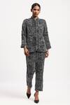 Buy_ABRAHAM AND THAKORE_Black Chanderi Embroidery Collared Tribal Shirt _Online_at_Aza_Fashions