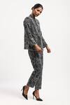 Shop_ABRAHAM AND THAKORE_Black Chanderi Embroidery Collared Tribal Shirt _Online_at_Aza_Fashions
