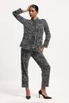 Buy_ABRAHAM AND THAKORE_Black Chanderi Embroidery Collared Tribal Shirt _at_Aza_Fashions