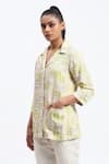 ABRAHAM AND THAKORE_Multi Color Linen Collared Handpainted Checks Blend Shirt _Online_at_Aza_Fashions