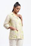 Buy_ABRAHAM AND THAKORE_Multi Color Linen Collared Handpainted Checks Blend Shirt _Online_at_Aza_Fashions