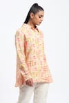 ABRAHAM AND THAKORE_Multi Color Linen Collared Handpainted Checks Blend Shirt _Online_at_Aza_Fashions
