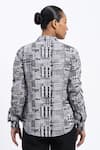 Shop_ABRAHAM AND THAKORE_Gray Linen Collared Handpainted Checks Shirt _at_Aza_Fashions