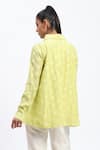 Shop_ABRAHAM AND THAKORE_Green Chanderi Cut Work Collared Bird Shirt _at_Aza_Fashions