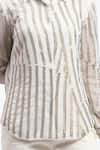 Buy_ABRAHAM AND THAKORE_White Georgette Sequins Collared Broken Stripes Shirt _Online_at_Aza_Fashions