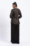 Shop_ABRAHAM AND THAKORE_Gold Georgette Foil Printing V-neck Cutwork Tunic _at_Aza_Fashions