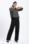 Buy_ABRAHAM AND THAKORE_Black Linen V-neck Tribal Print Top _Online_at_Aza_Fashions