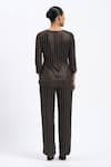 Shop_ABRAHAM AND THAKORE_Gold Georgette Embroidery Round Neck Foil Beaded Top _at_Aza_Fashions