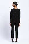 Shop_ABRAHAM AND THAKORE_Black Viscose Stones Round Neck Embellished Top _at_Aza_Fashions