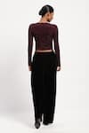 Shop_ABRAHAM AND THAKORE_Purple Viscose Sequins Round Neck Embellished Dot Print Top _at_Aza_Fashions