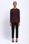 Shop_ABRAHAM AND THAKORE_Purple Viscose Sequins Round Neck Embellished Dot Print Top _Online_at_Aza_Fashions