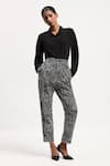 Buy_ABRAHAM AND THAKORE_Black Chanderi Embroidery Tribal Trouser _at_Aza_Fashions