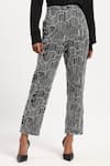 Shop_ABRAHAM AND THAKORE_Black Chanderi Embroidery Tribal Trouser _at_Aza_Fashions