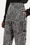 ABRAHAM AND THAKORE_Black Chanderi Embroidery Tribal Trouser _Online_at_Aza_Fashions