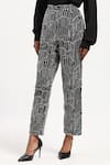 Buy_ABRAHAM AND THAKORE_Black Chanderi Embroidery Tribal Trouser _Online_at_Aza_Fashions