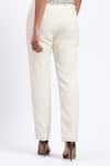 ABRAHAM AND THAKORE_White Chanderi Cut Work Bird Trouser _Online_at_Aza_Fashions