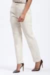 Buy_ABRAHAM AND THAKORE_White Chanderi Cut Work Bird Trouser _Online_at_Aza_Fashions